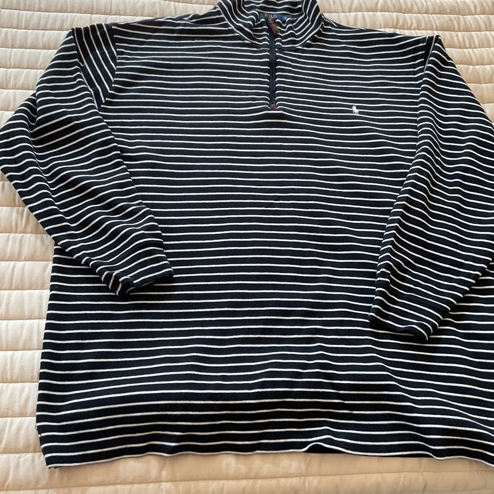 Ralph Lauren Polo’s Men’s Quarter Zip Sweater in Black & White Size 3XLT
